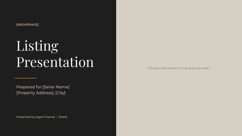 Listing presentation cover page