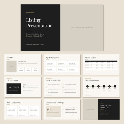 Luxury listing presentation Canva template for real estate agents - all 10 pages